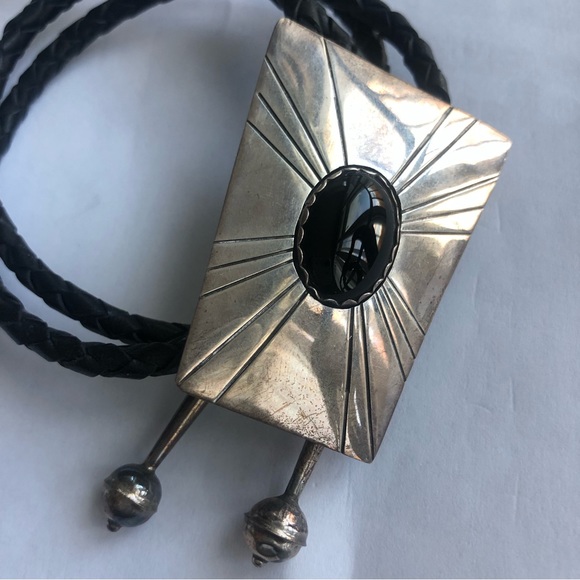 Vintage Sterling Bolo Tie with Black stone